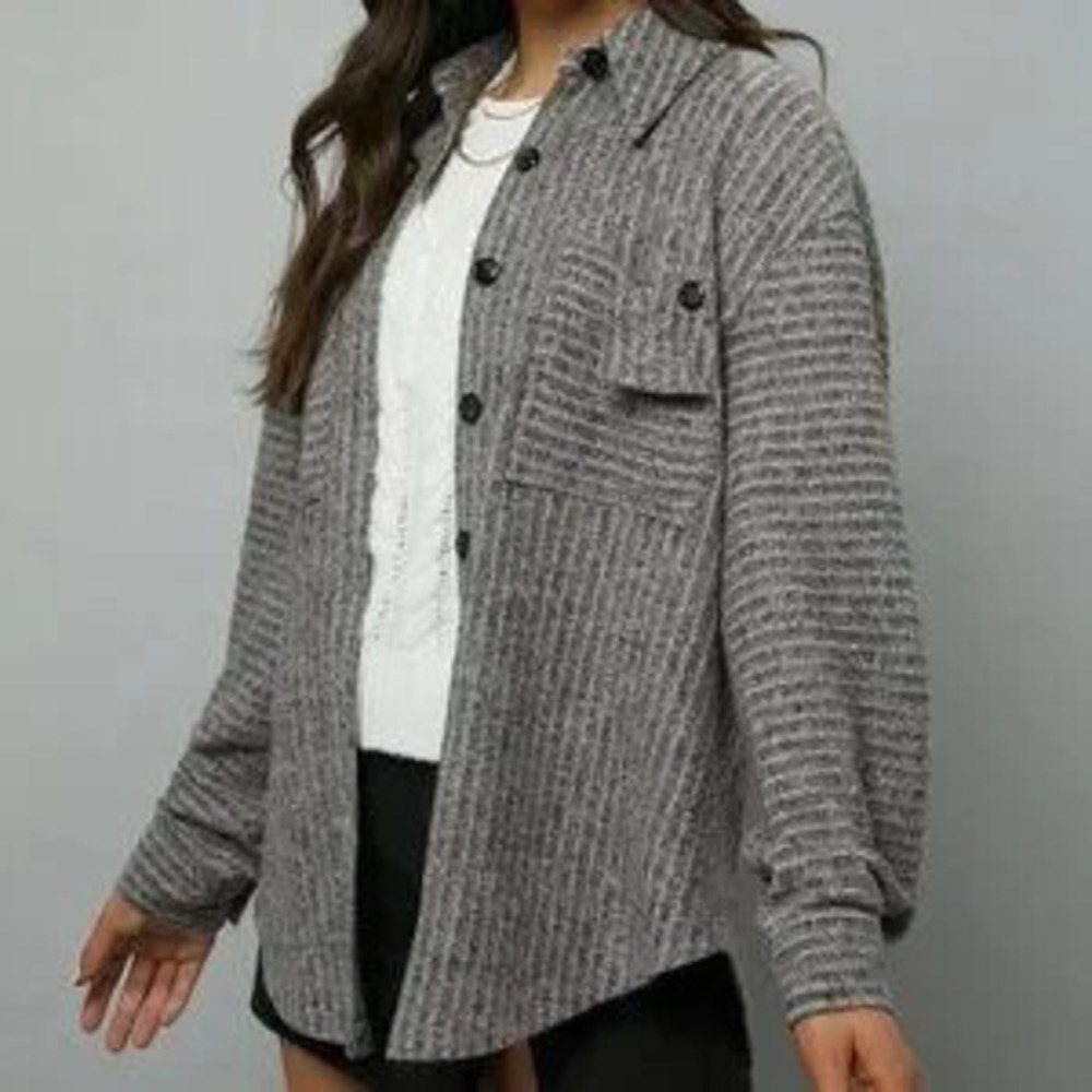 ZARA Womens Pocket Coat gray shacket